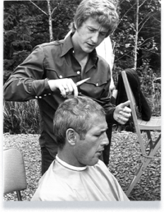 Photo of JM cutting Paul Newmans